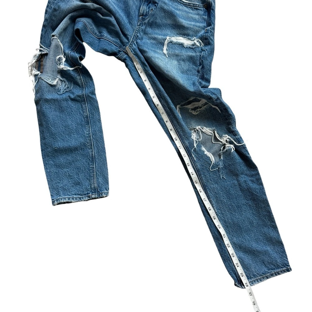 American Eagle AEO Women's Mom Straight Jeans Size 2 Distressed Blue Denim - Picture 4 of 11